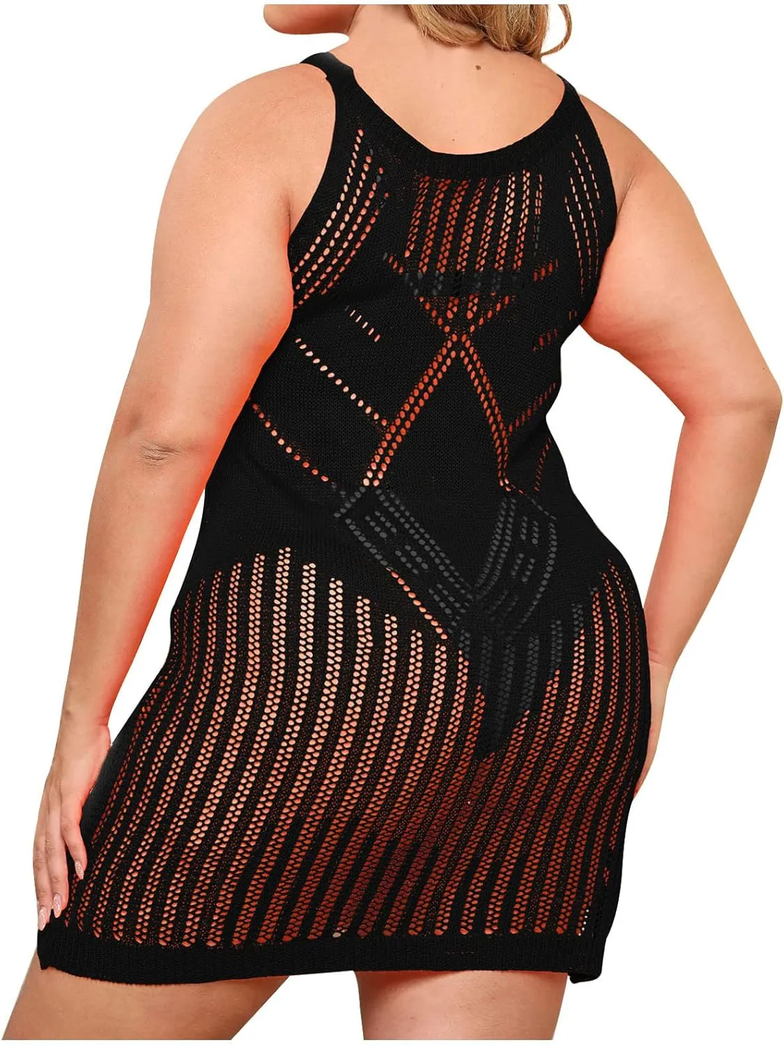 Summer Beach Crochet Hollow Out Swim Cover Up for Women Swimsuit Bathing Suit Bikini Sleeveless Sexy Dress Swimwear