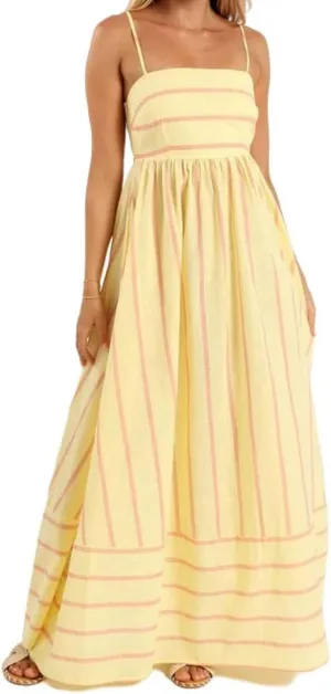 Summer Dress for Women Striped Sleeveless Spaghetti Strap A Line Maxi Dress Ruffle Waist Flowy Swing Sundress 2025
