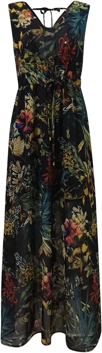 Summer Dresses for Women 2024 Spring Trendy Elegant Wrap V Neck Floral Boho Dress Flowy Ruched Hawaiian Beach Maxi