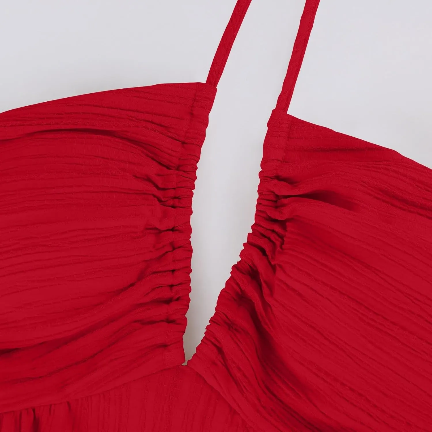 Summer Dresses for Women 2025 Spaghetti Strap Halter V Neck Maxi Dress Bow Tie Backless Ruffle A Line Prom Dress