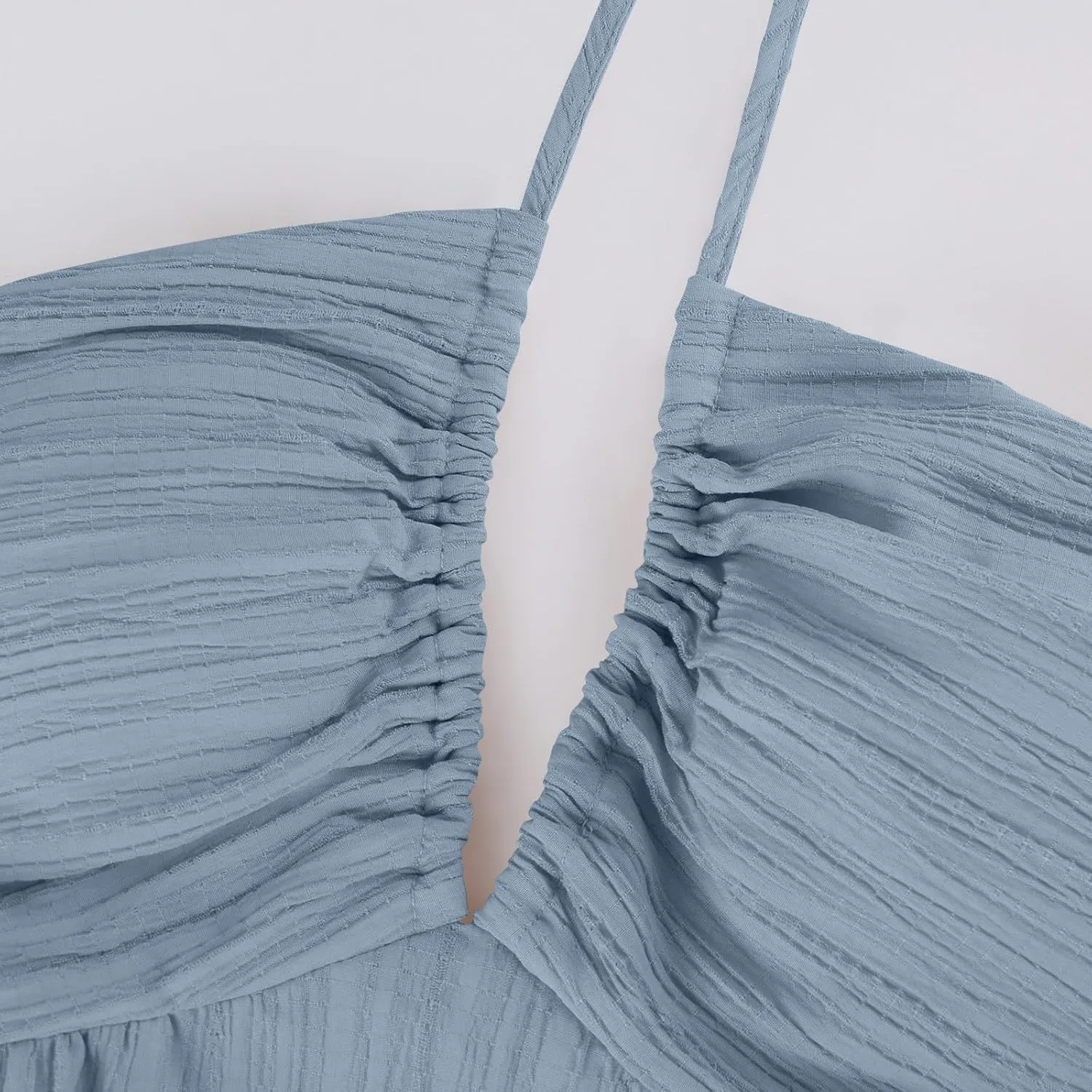 Summer Dresses for Women 2025 Spaghetti Strap Halter V Neck Maxi Dress Bow Tie Backless Ruffle A Line Prom Dress