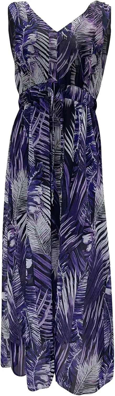 Summer Dresses for Women 2025 Trendy Sleeveless V Neck Floral Hawaiian Dress Flowy Maxi Sexy Beach Sundresses