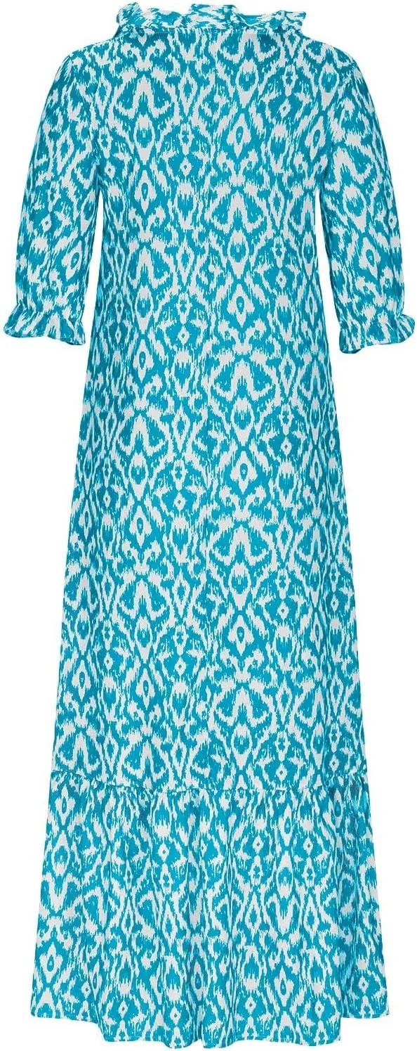 Summer Dresses for Women 2025 V Neck Bohemian Maxi Dress Short Sleeve Boho Dresses Casual Flowy Beach Dress