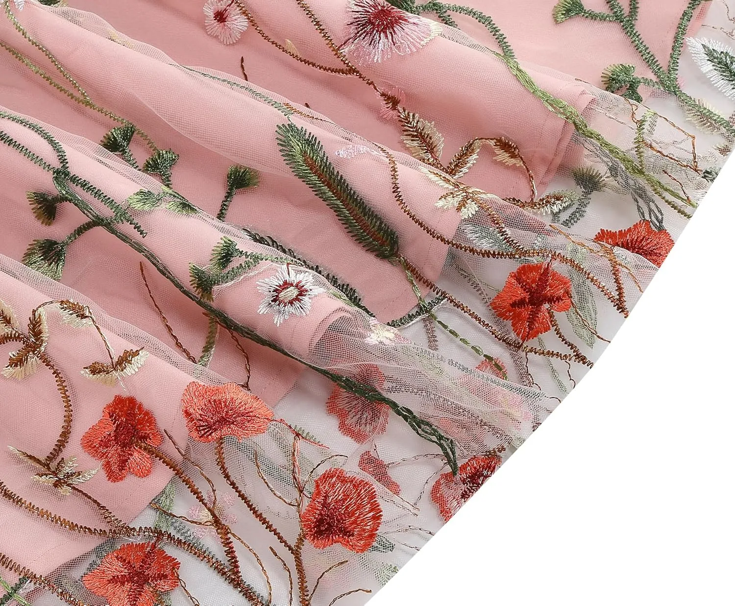 Summer Floral Embroidery Tulle Dress for Women Floral Embroidered Dress for Women Wedding Guest Formal Evening Party Gown