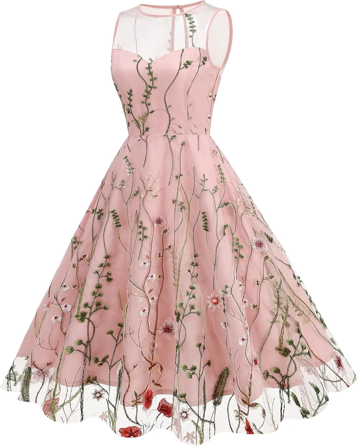 Summer Floral Embroidery Tulle Dress for Women Floral Embroidered Dress for Women Wedding Guest Formal Evening Party Gown