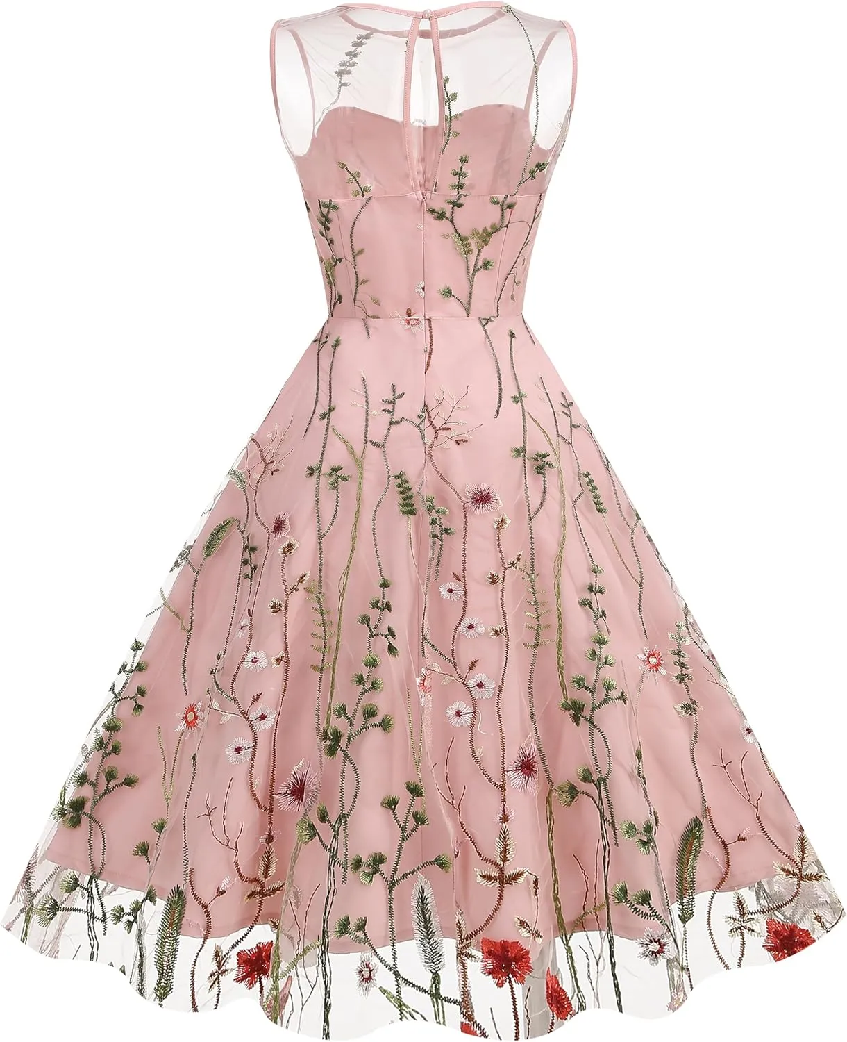 Summer Floral Embroidery Tulle Dress for Women Floral Embroidered Dress for Women Wedding Guest Formal Evening Party Gown