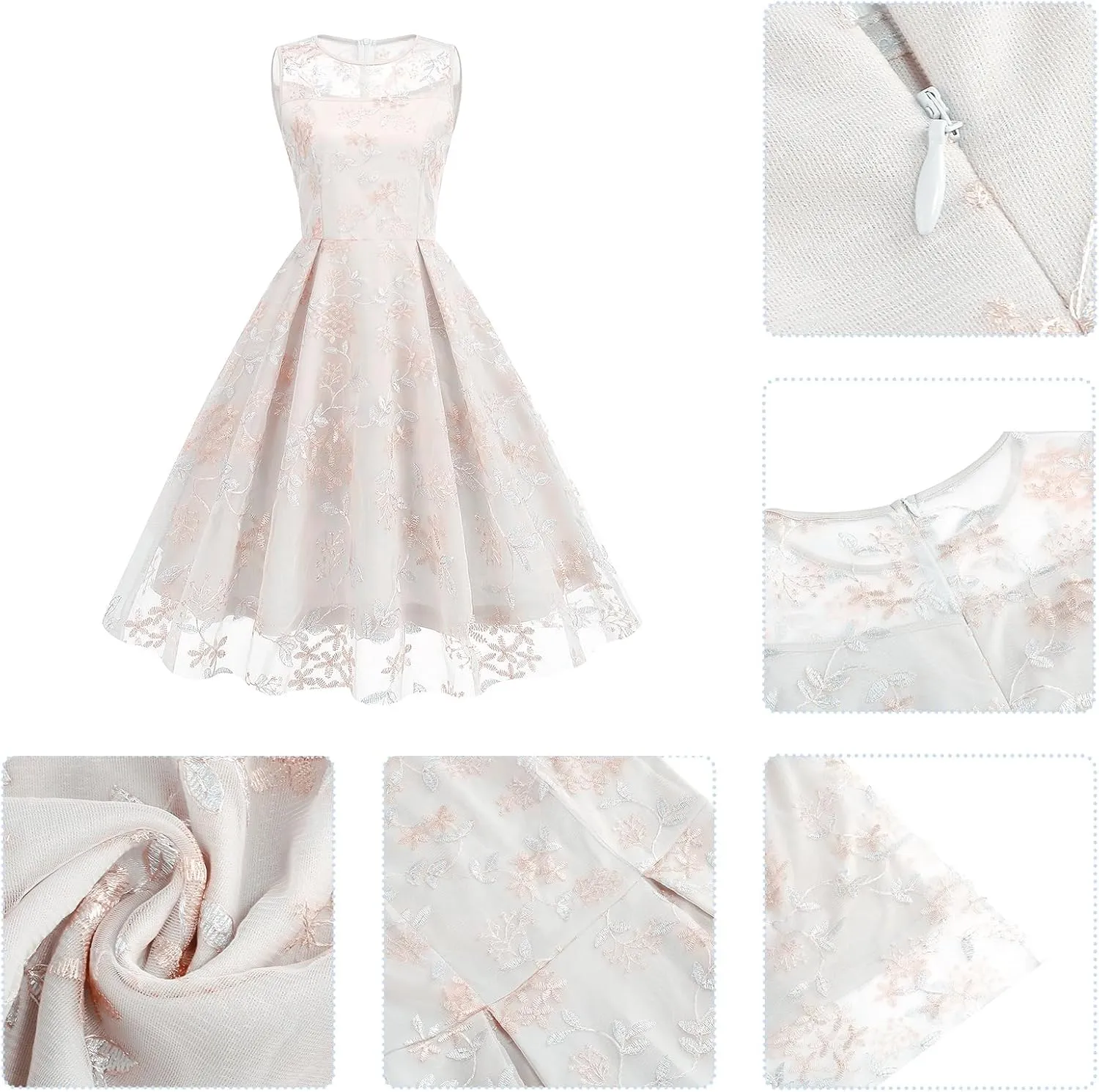 Summer Floral Embroidery Tulle Dress for Women Floral Embroidered Dress for Women Wedding Guest Formal Evening Party Gown