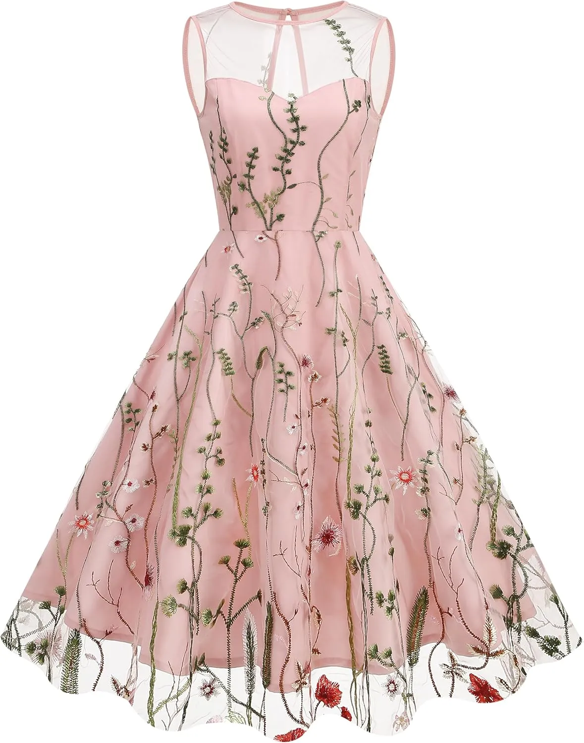 Summer Floral Embroidery Tulle Dress for Women Floral Embroidered Dress for Women Wedding Guest Formal Evening Party Gown