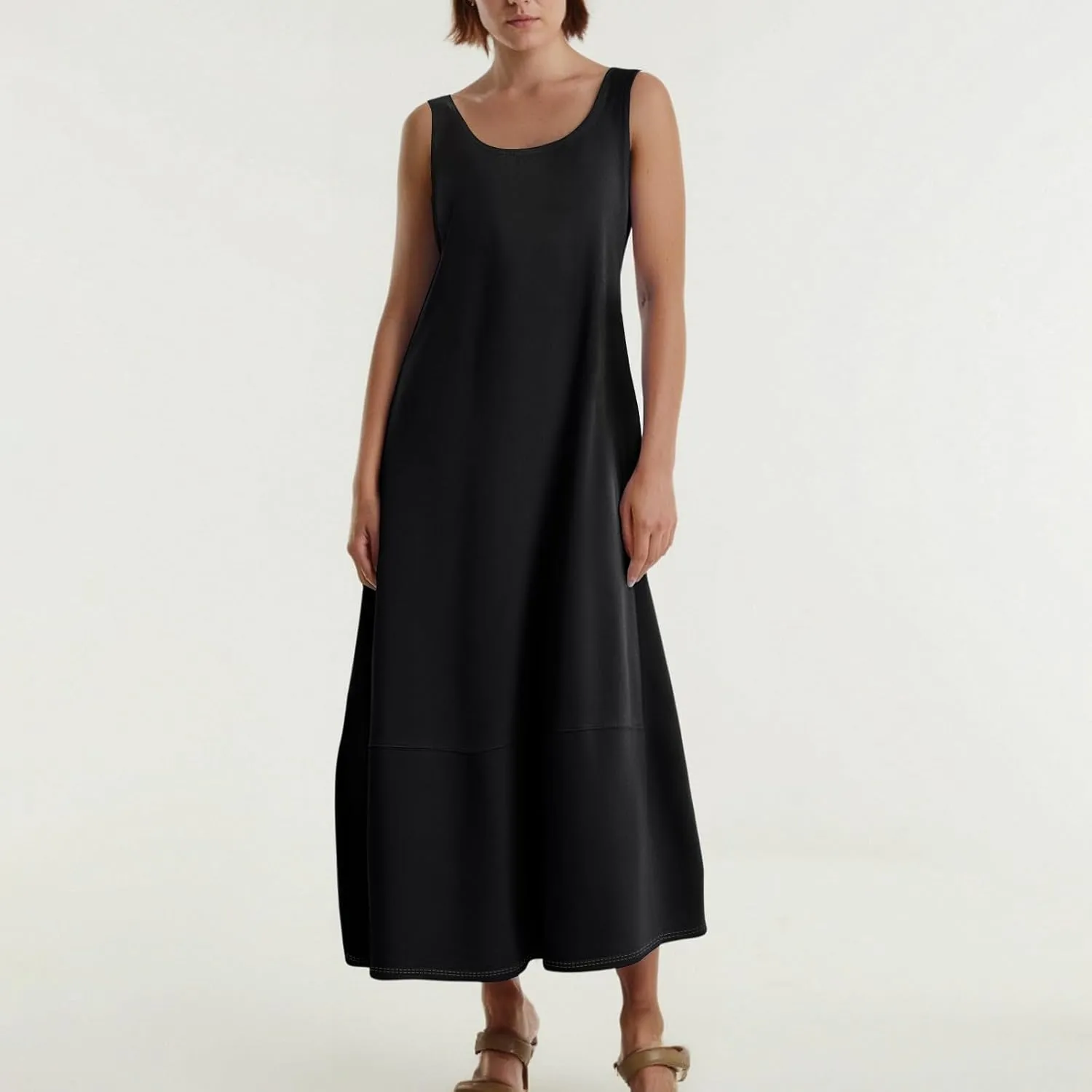 Summer Maxi Dresses for Women 2025 Beach Vacation Sundress Boho Sleeveless Scoop Neck Loose Tank Dress