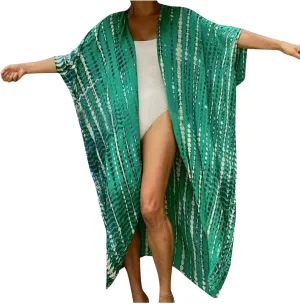 Summer Women's Beach Cover up Swimsuit Kimono with Bohemian Print Loose Flowy Cardigan Casual Resort Wear Bathing Suit