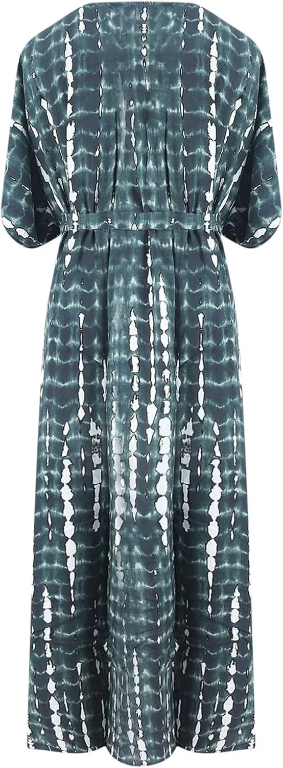 Summer Women's Beach Cover up Swimsuit Kimono with Bohemian Print Loose Flowy Cardigan Casual Resort Wear Bathing Suit