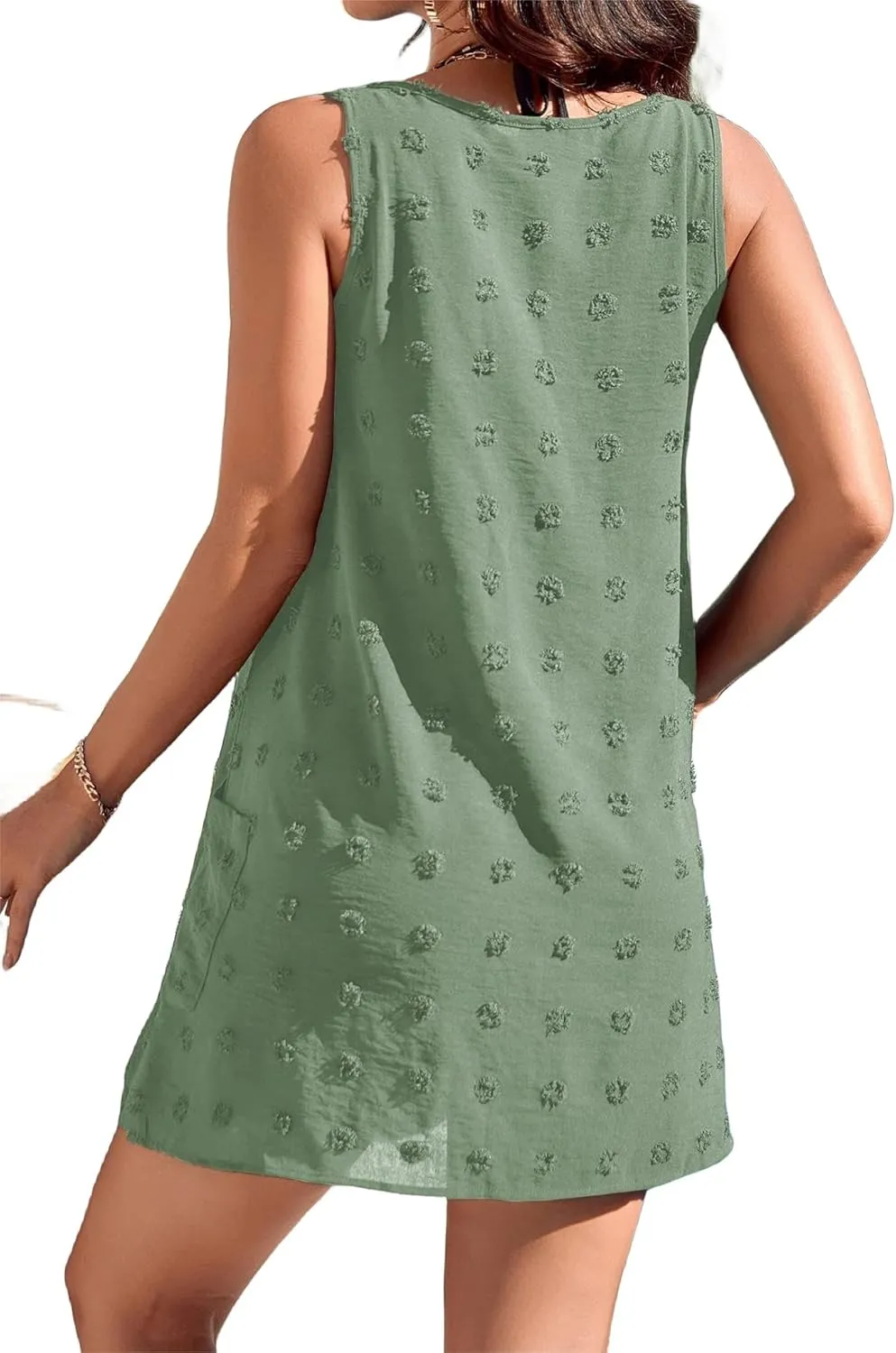 Sun Dresses for Women 2025 Vacation Sleeveless V Neck Tank Dress Polka Dot Beach Cover Up Loose Casual Swimsuit Dress