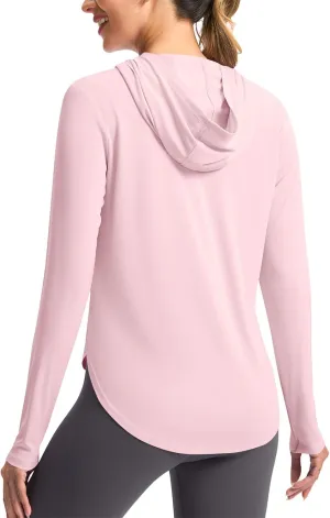 Sun Protection Hoodie For Women UPF 50  Fishing Hiking Shirt Lightweight Cool Rash Guard Casual Long Sleeve Spf Shirt