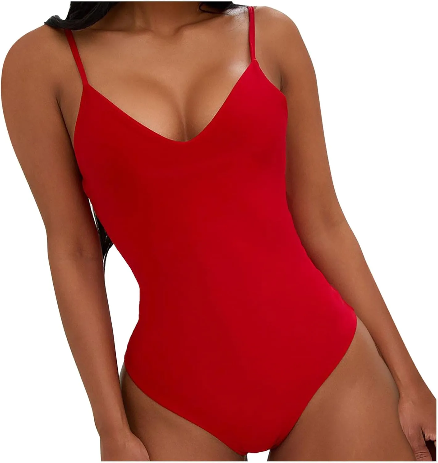 Suspender Deep V One Piece Swimsuit for Women Sexy Backless Tummy Control Bikini Swimwear Summer Beach Bathing Suit