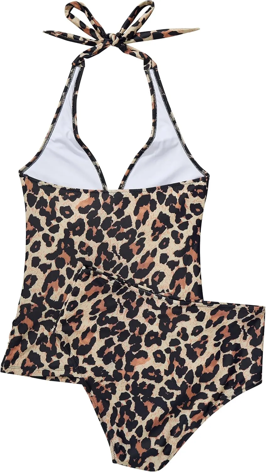 SUUKSESS Women Sexy Halter Tankini Bathing Suit Slimming Tummy Control Swimsuit