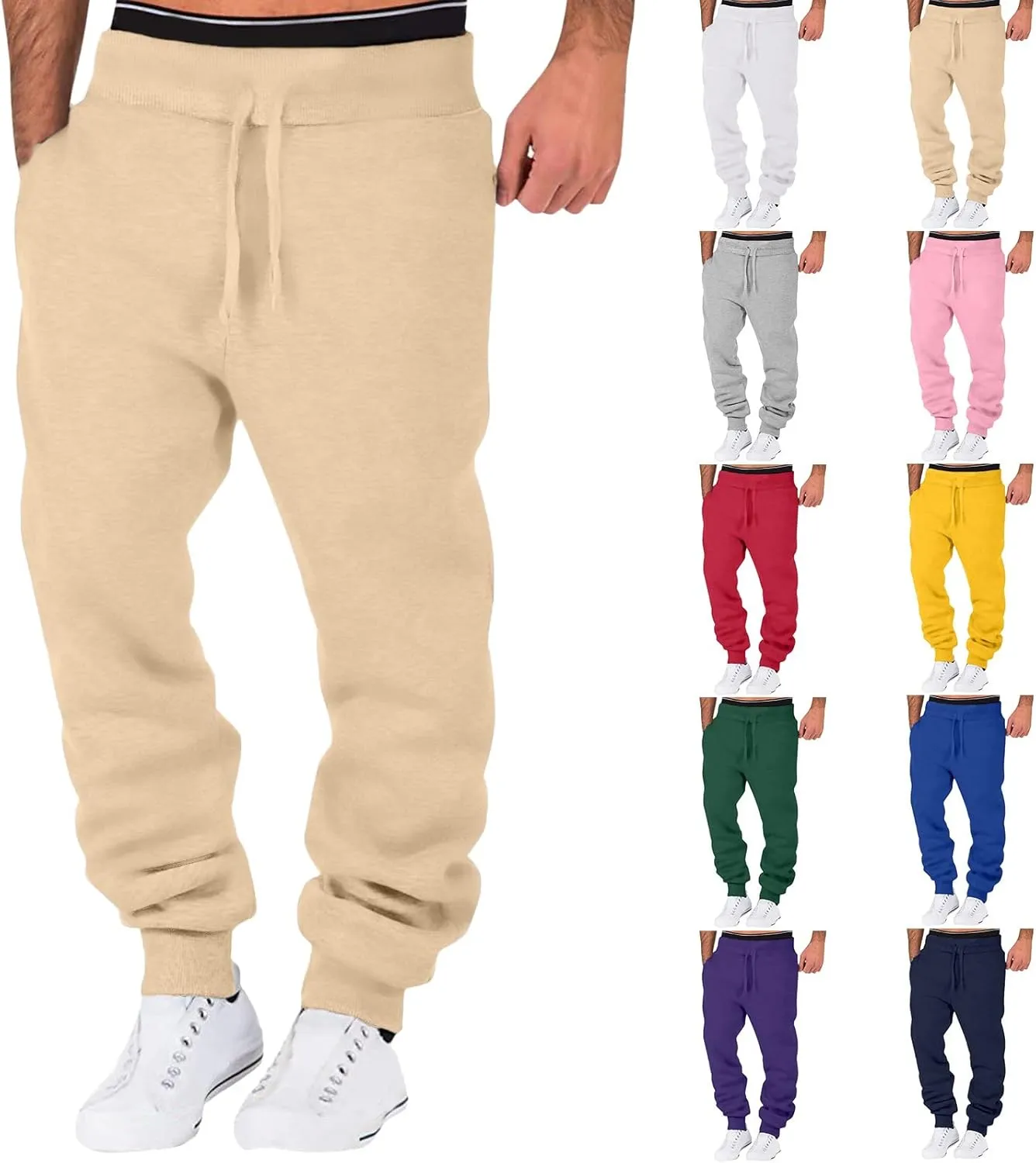 Sweatpants for Men Big and Tall Casual Mens Gifts Cargo Pants Hiking Workout Joggers Leg Multi-Pocket Sports Trousers