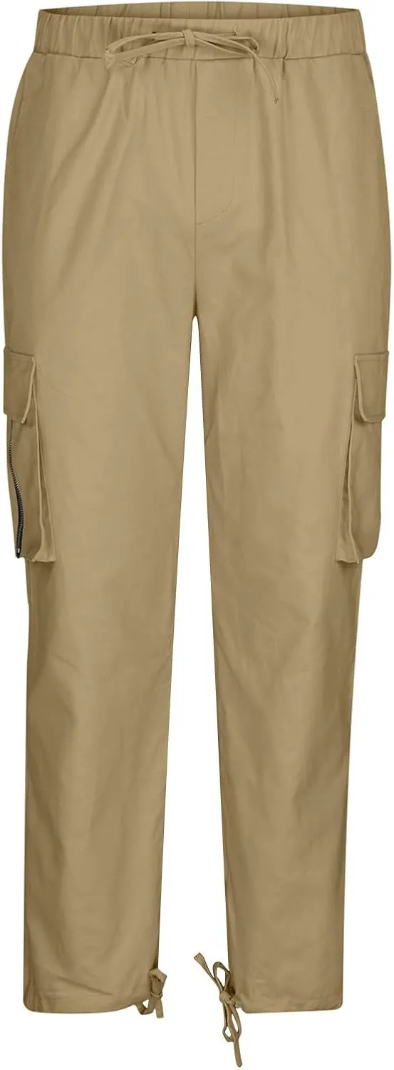 Sweatpants for Men Fashion Casual Solid Plaid Pocket Spaghetti Strap Cargo Pants Trousers for Men Plus Size