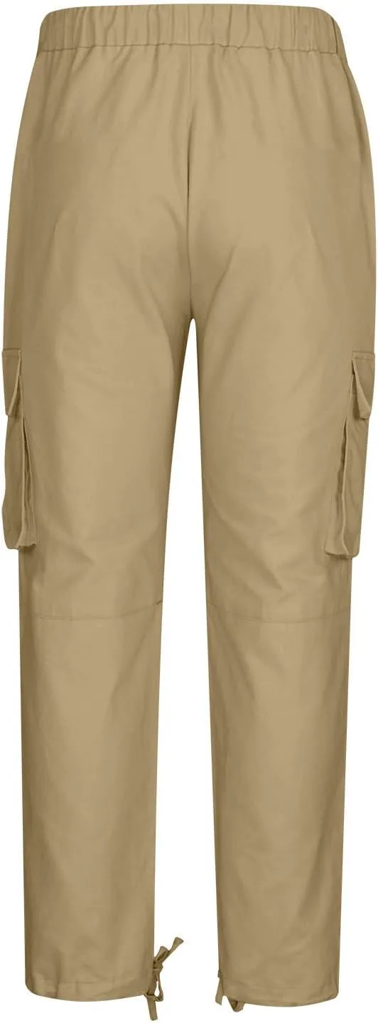 Sweatpants for Men Fashion Casual Solid Plaid Pocket Spaghetti Strap Cargo Pants Trousers for Men Plus Size