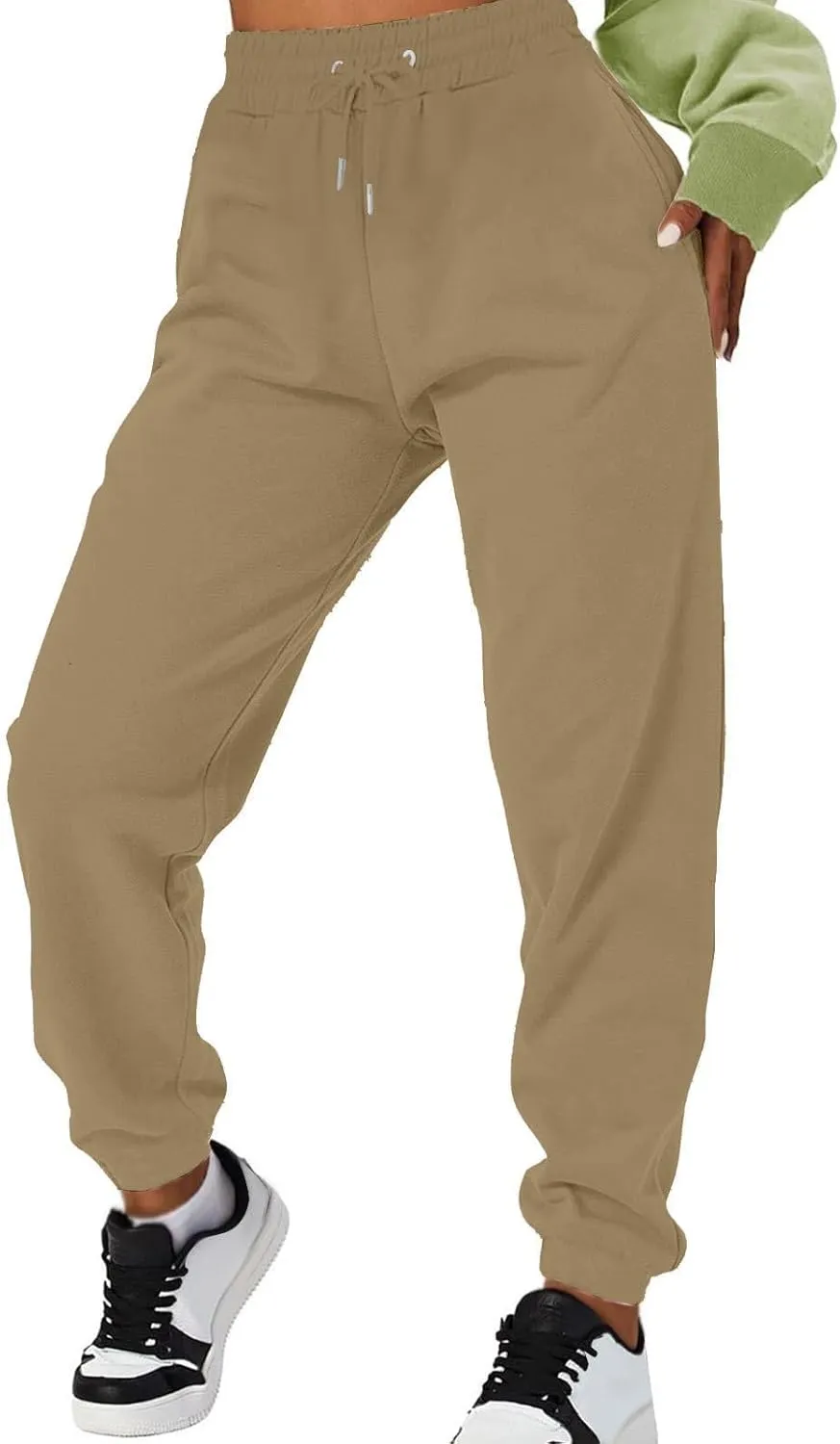 Sweatpants for Women Ladies Solid Color Drawstring Elastic Waist Casual Loose Foot Fleece Casual Athletic Workout
