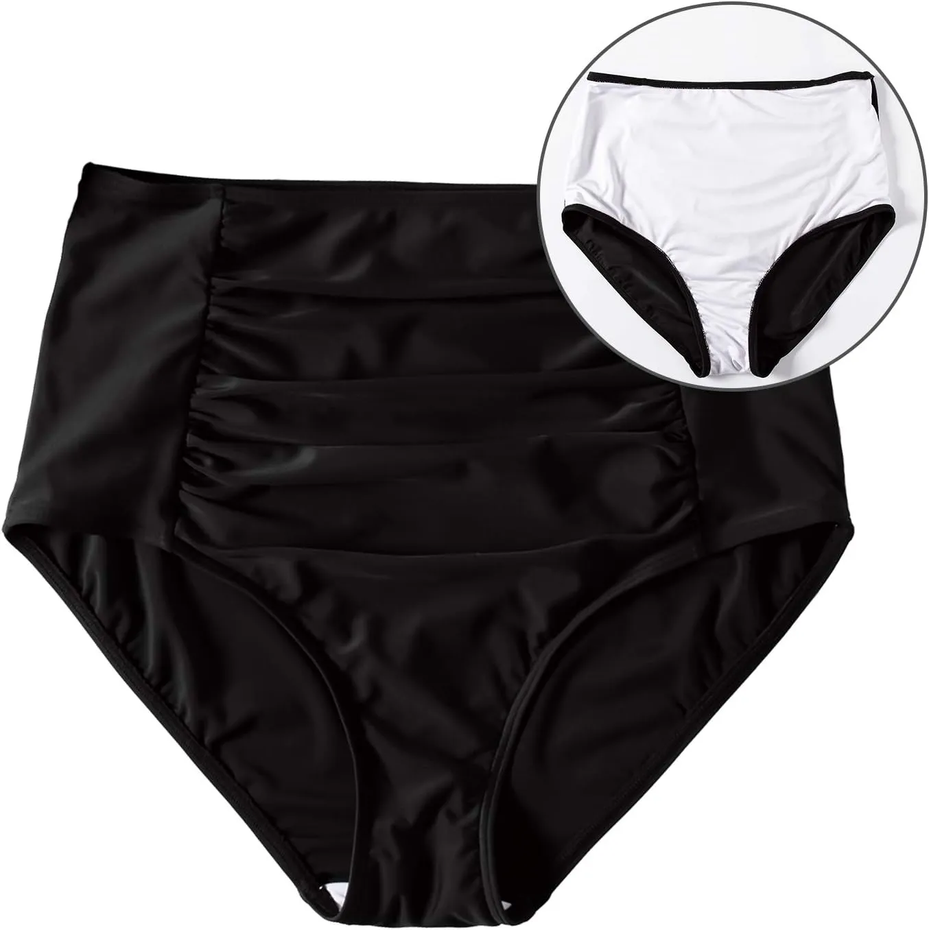T1FE 1SFE Women High Waisted Bikini Bottoms Tummy Control Swimsuit Bottoms Ruched Full Coverage Swim Bottom High Rise