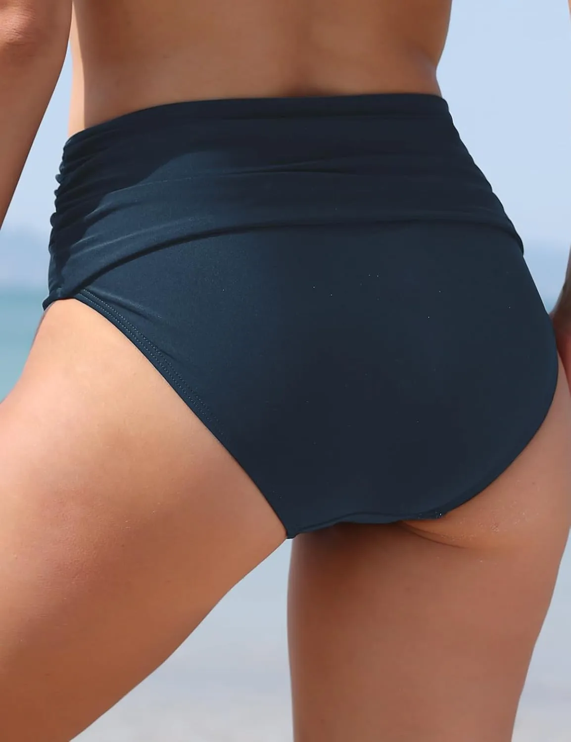 T1FE 1SFE Women High Waisted Bikini Bottoms Tummy Control Swimsuit Bottoms Ruched Full Coverage Swim Bottom High Rise