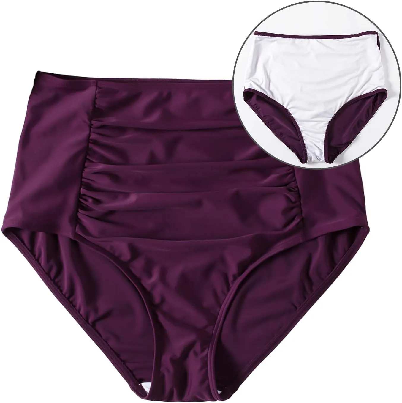 T1FE 1SFE Women High Waisted Bikini Bottoms Tummy Control Swimsuit Bottoms Ruched Full Coverage Swim Bottom High Rise