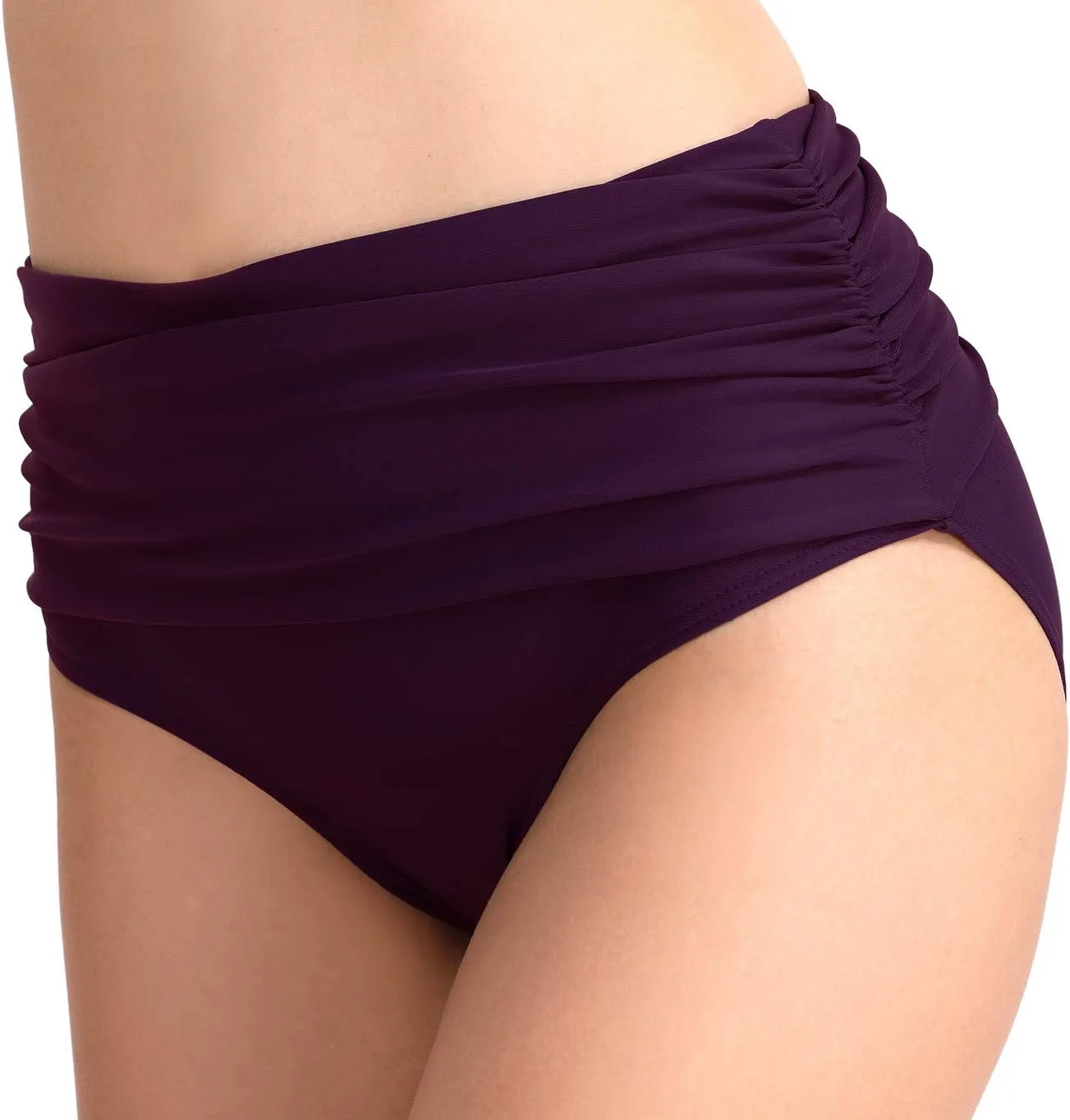 T1FE 1SFE Women High Waisted Bikini Bottoms Tummy Control Swimsuit Bottoms Ruched Full Coverage Swim Bottom High Rise