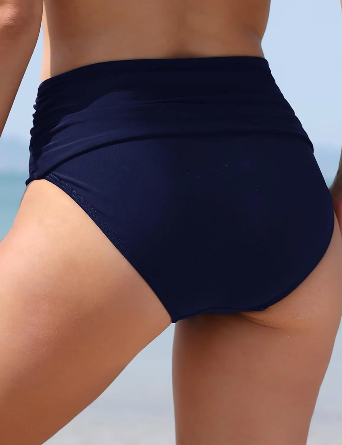 T1FE 1SFE Women High Waisted Bikini Bottoms Tummy Control Swimsuit Bottoms Ruched Full Coverage Swim Bottom High Rise