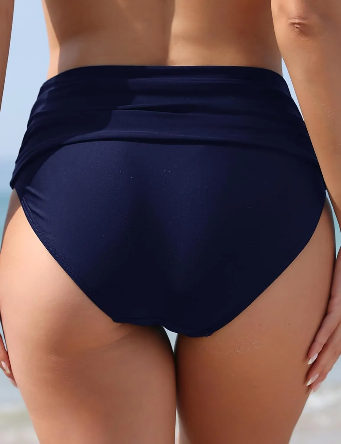 T1FE 1SFE Women High Waisted Bikini Bottoms Tummy Control Swimsuit Bottoms Ruched Full Coverage Swim Bottom High Rise
