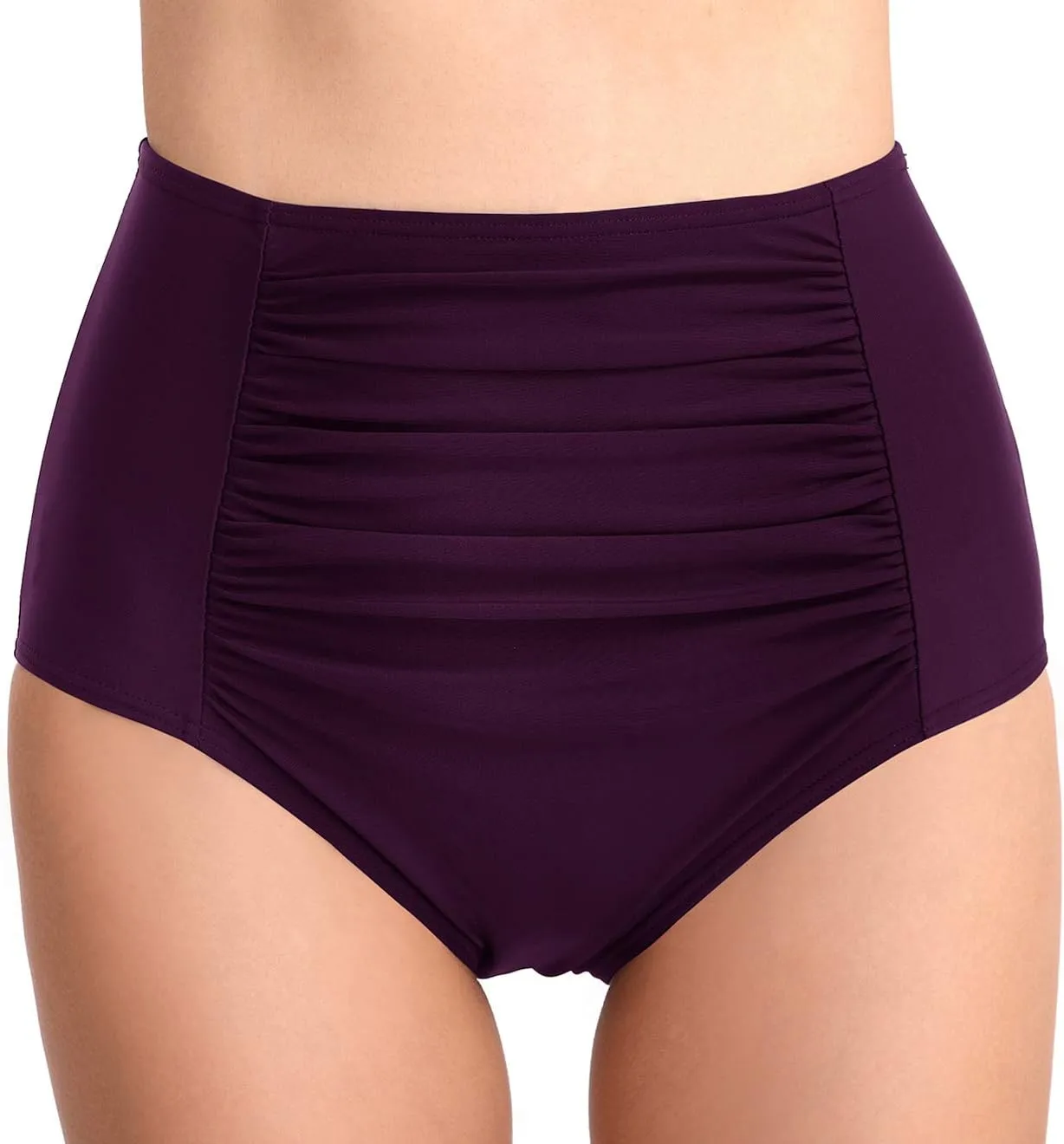 T1FE 1SFE Women High Waisted Bikini Bottoms Tummy Control Swimsuit Bottoms Ruched Full Coverage Swim Bottom High Rise