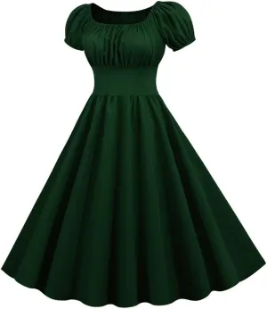 Tea Party Dresses for Woman Vintage 1950S Smocked Ruffle Cap Sleeve A Line Mini Dress Summer Tea Party Sundresses