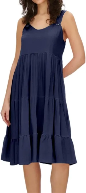 Tea Party Dresses for Woman Vintage Spaghetti Straps Tiered Ruffle Swing Knee Length Dress Vacation Sun Cover Up for Women