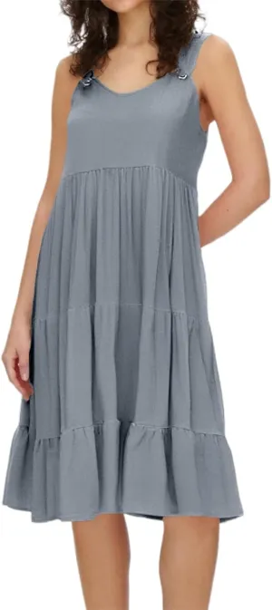 Tea Party Dresses for Woman Vintage Spaghetti Straps Tiered Ruffle Swing Knee Length Dress Vacation Sun Cover Up for Women