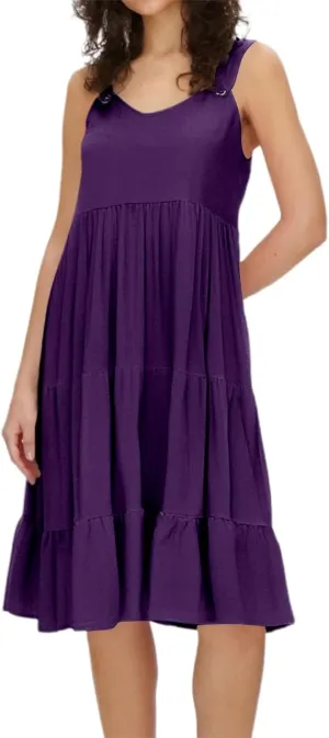 Tea Party Dresses for Woman Vintage Spaghetti Straps Tiered Ruffle Swing Knee Length Dress Vacation Sun Cover Up for Women