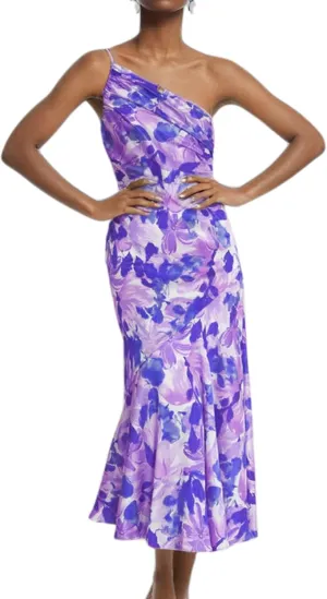 TICIFEN Women's Floral Print One Shoulder Dress Ruched Sleeveless Boho Long Y2k Beach Cocktail Party Wedding Guest Dresses