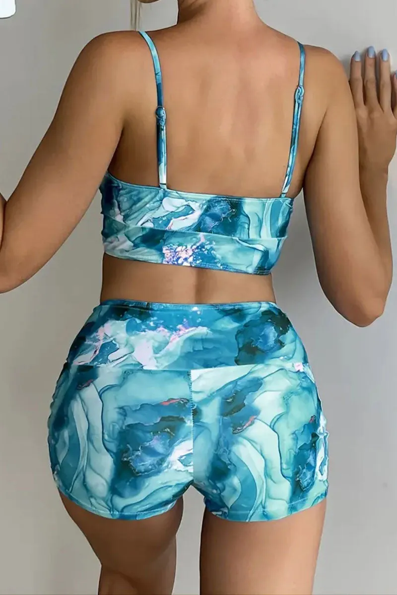 Tie Dye Casual Drawstring Design Bikini