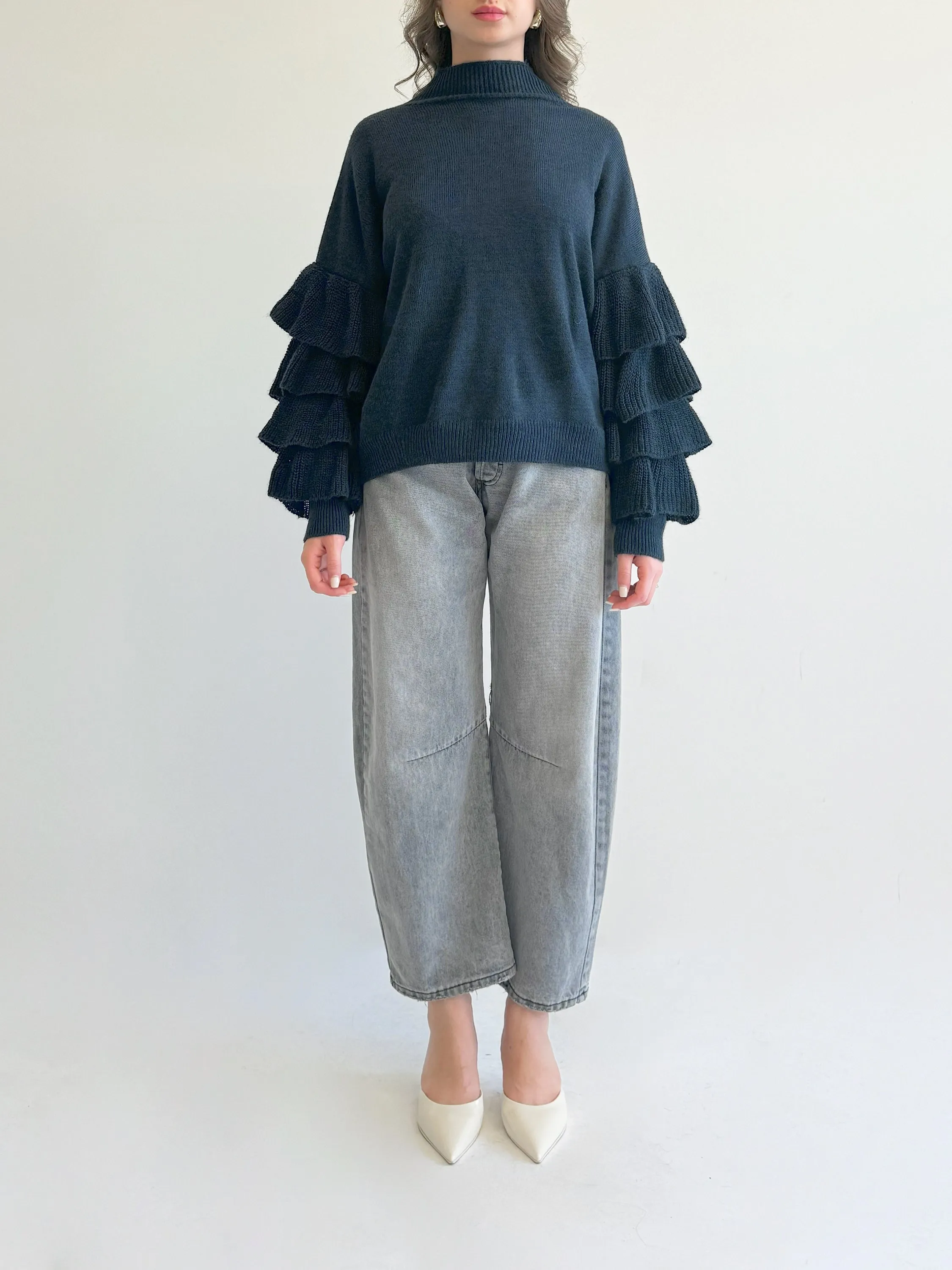 Tiered Ruffle Sleeve Sweater
