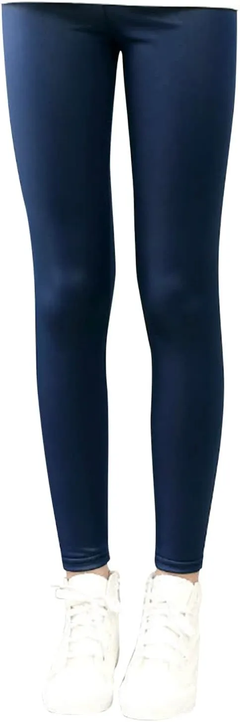 Toddler Kids Faux Leather Straight Wide Leg Pants Baggy Trousers with Pockets Ankle Length Stretchy Trousers