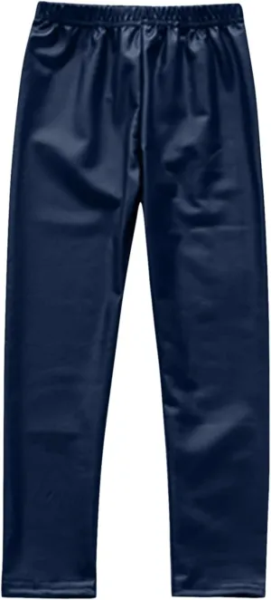 Toddler Kids Faux Leather Straight Wide Leg Pants Baggy Trousers with Pockets Ankle Length Stretchy Trousers