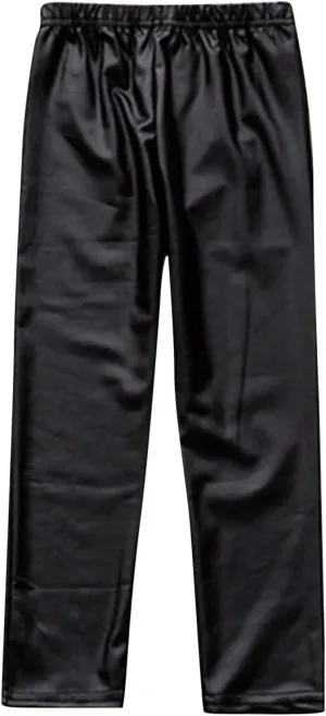 Toddler Kids Faux Leather Straight Wide Leg Pants Baggy Trousers with Pockets Ankle Length Stretchy Trousers