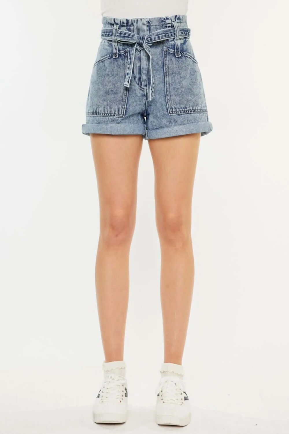Ultra High Rise Paperbag Denim Shorts
