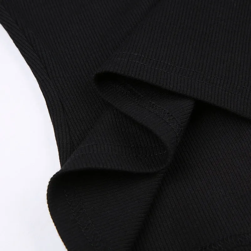 V-Neck Black Folds Backless Knit Top