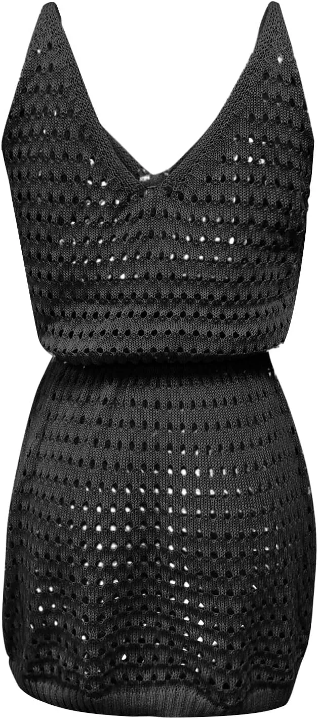 Vacation Dresses for Women Crochet Hollow Out Knit Swimsuit Cover Up Summer Beach Bathing Suit Outfits