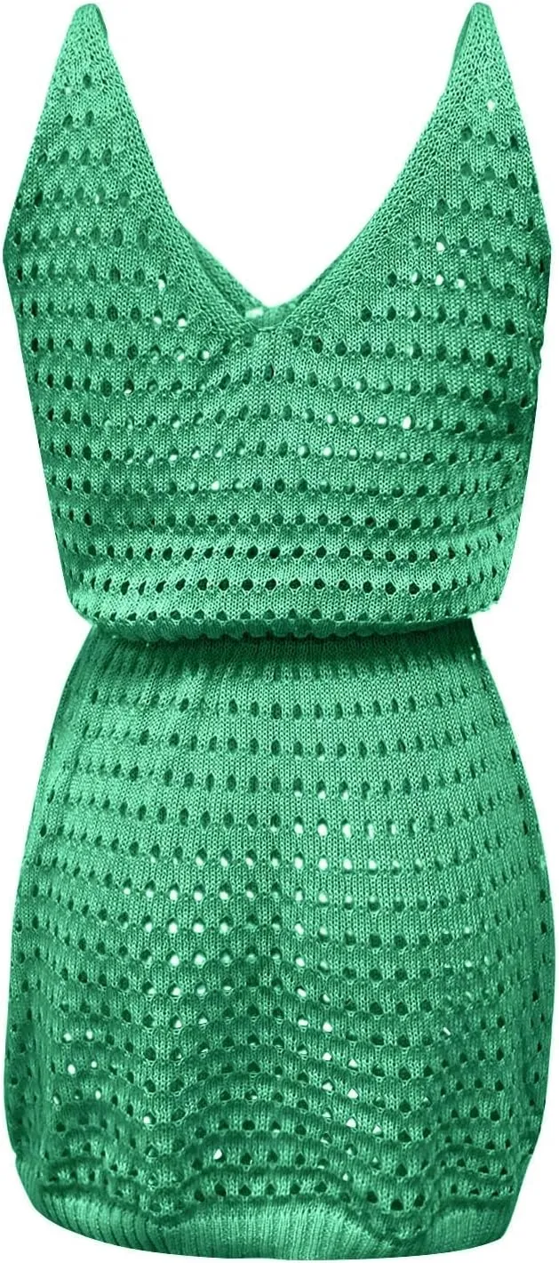Vacation Dresses for Women Crochet Hollow Out Knit Swimsuit Cover Up Summer Beach Bathing Suit Outfits