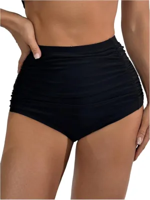 Verdusa Women's Leopard Micro Shorts Ruched High Waisted Bikini Bottoms Tummy Control Uderwear