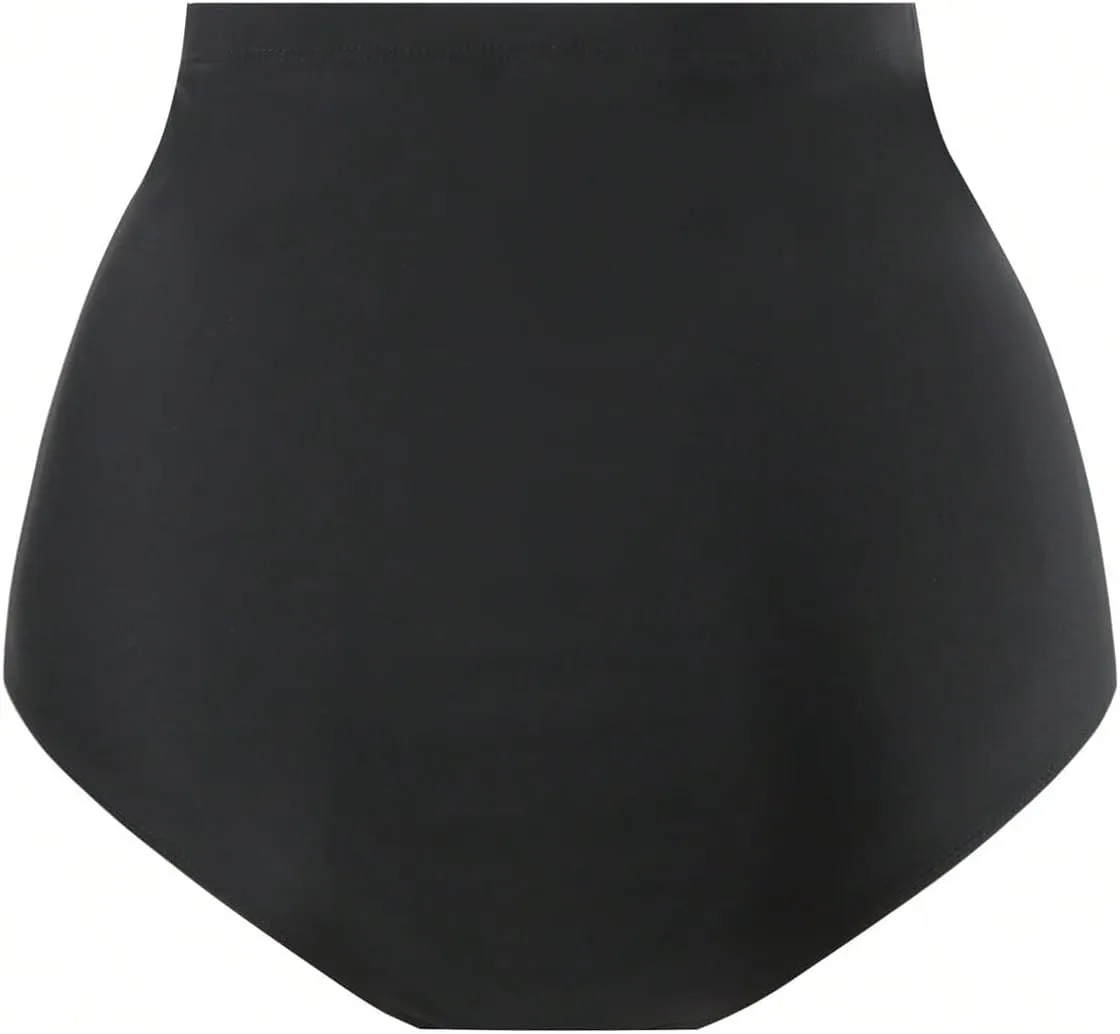 Verdusa Women's Leopard Micro Shorts Ruched High Waisted Bikini Bottoms Tummy Control Uderwear