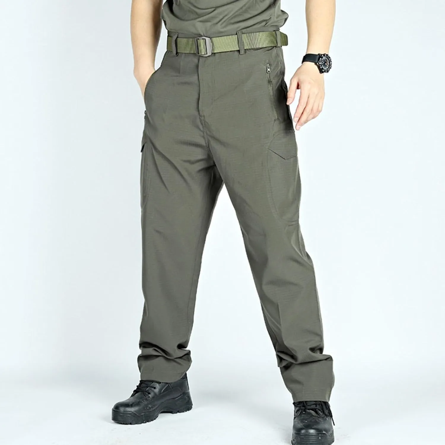 WENKOMG1 Rip Stop Cargo Pants for Men Waterproof Multi Pockets Multi Functional Outdoor Tactical Pants Stretchy Workwear