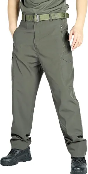 WENKOMG1 Rip Stop Cargo Pants for Men Waterproof Multi Pockets Multi Functional Outdoor Tactical Pants Stretchy Workwear