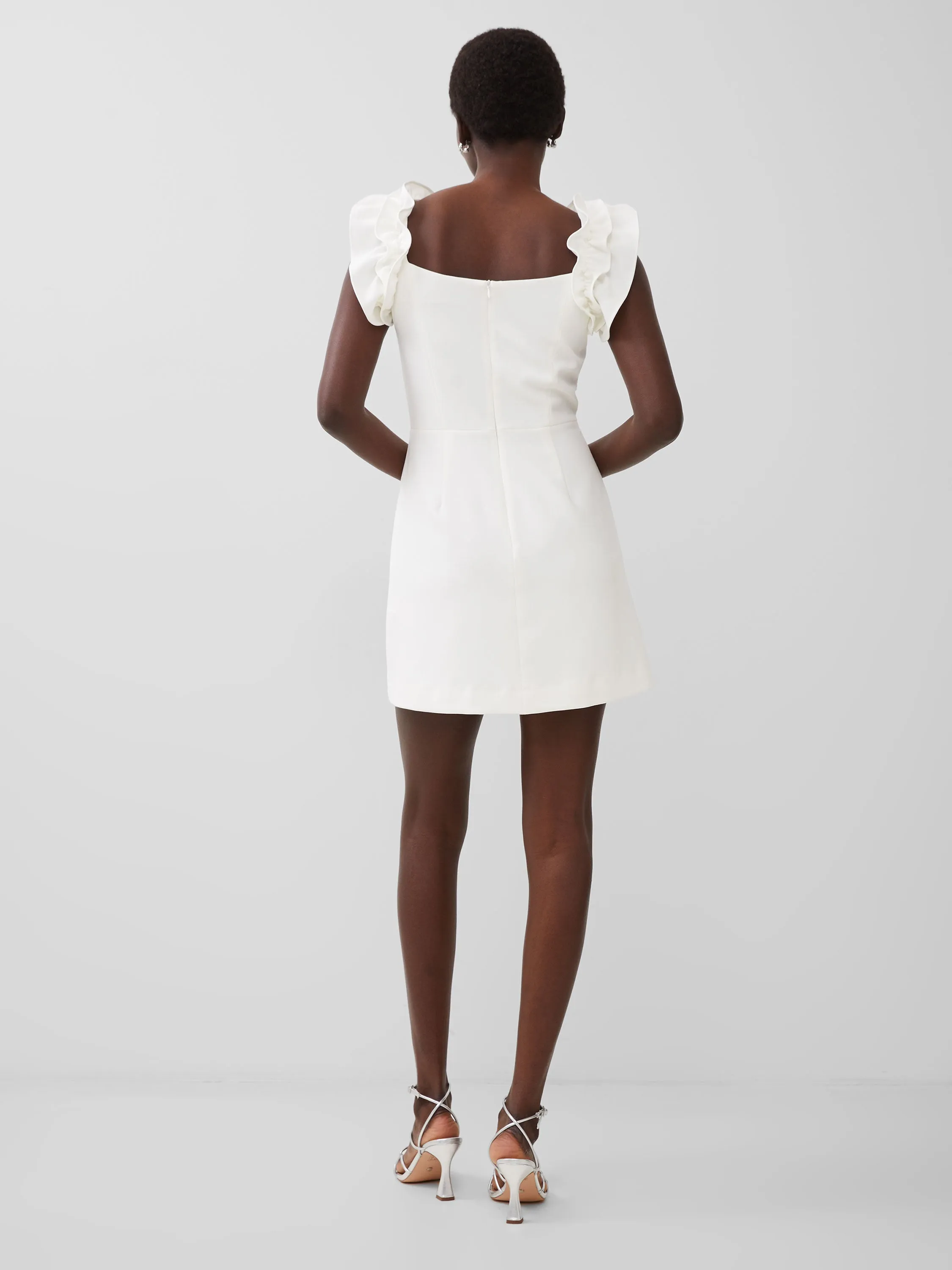 Whisper Sleeveless Ruffle Shoulder Dress