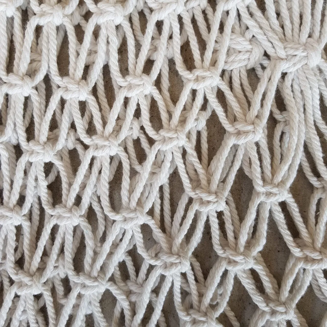 White Woven Cotton Oval Shaped Macrame Bag